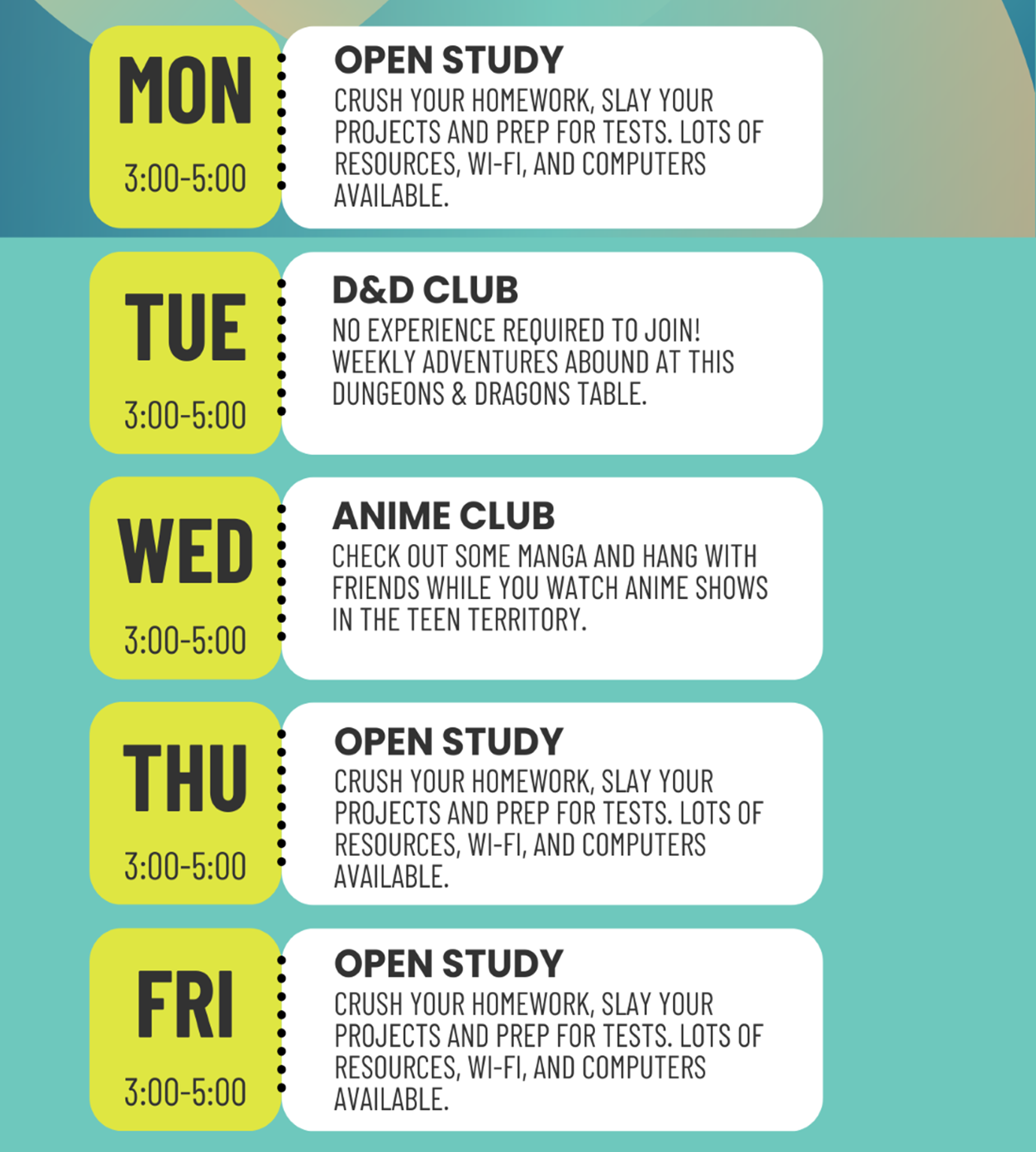 Teen Schedule 2026 web