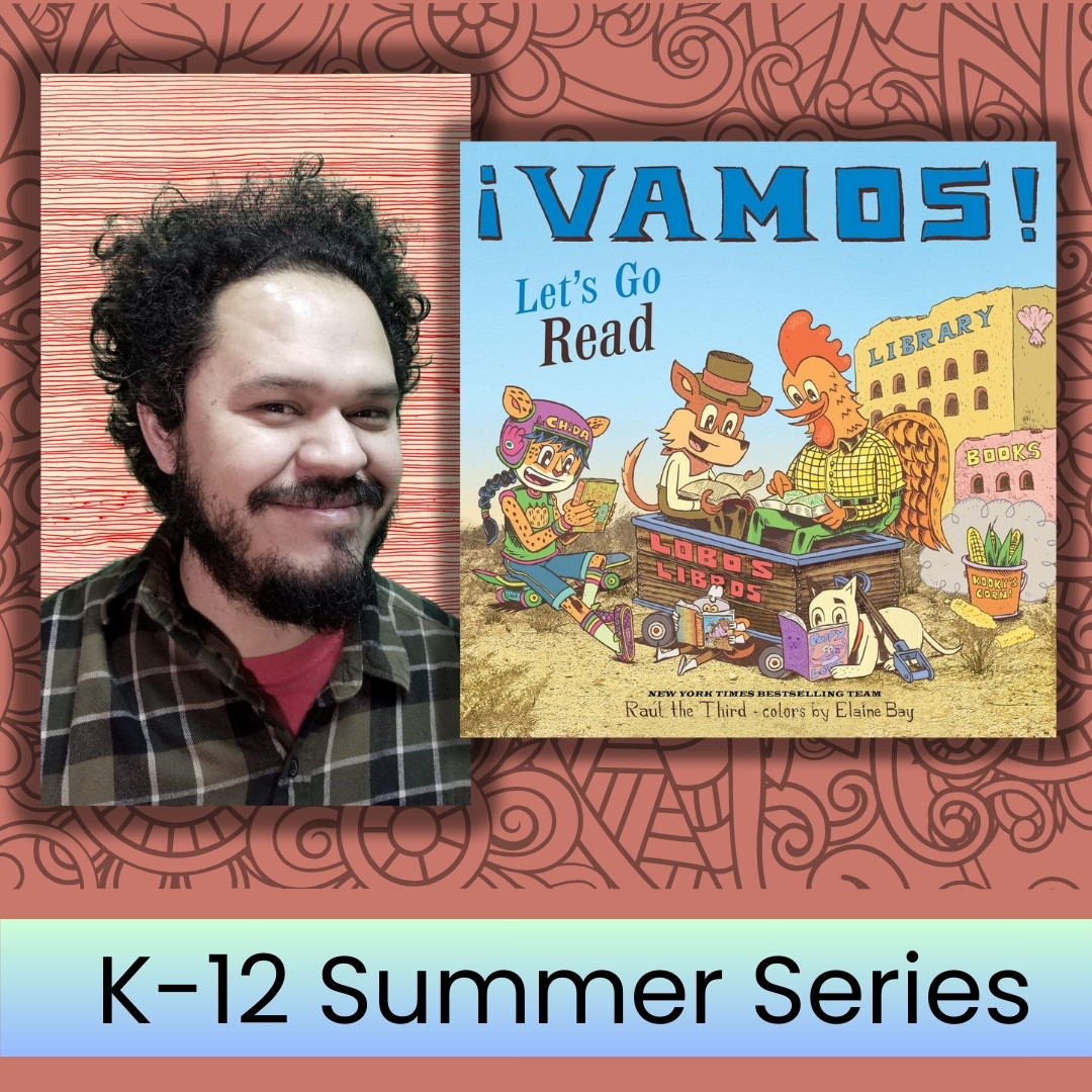 Author and illustrator Raúl The Third as he discusses his book ¡Vamos! Let’s Go Read!