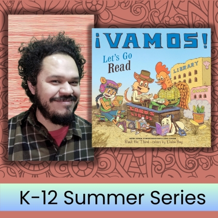 Author and illustrator Raúl The Third as he discusses his book ¡Vamos! Let’s Go Read!